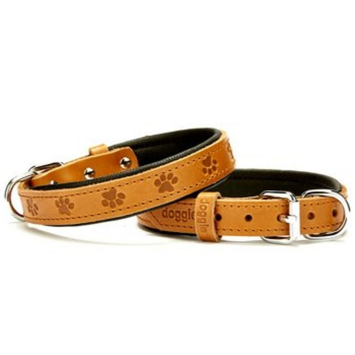 Doggie Konfor Deri Pati Desenli Boyun Tasması Camel 2X35-40Cm