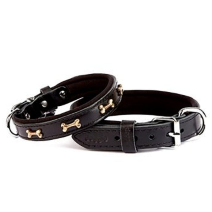 Doggie Konfor Deri Kemik Süslü Boyun Tasması Siyah 2X35-40Cm
