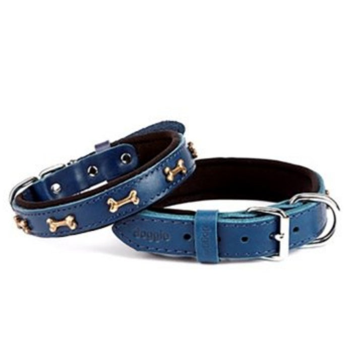 Doggie Konfor Deri Kemik Süslü Boyun Tasması Royalmavi 2X30-35Cm