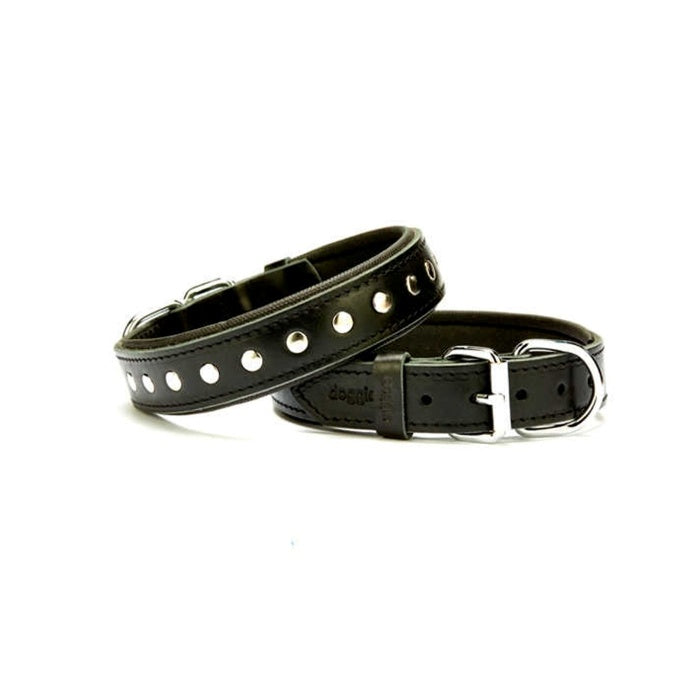 Doggie Yumuşak Doku Rivetli Köpek Boyun Tasması Black 3.0*55Cm
