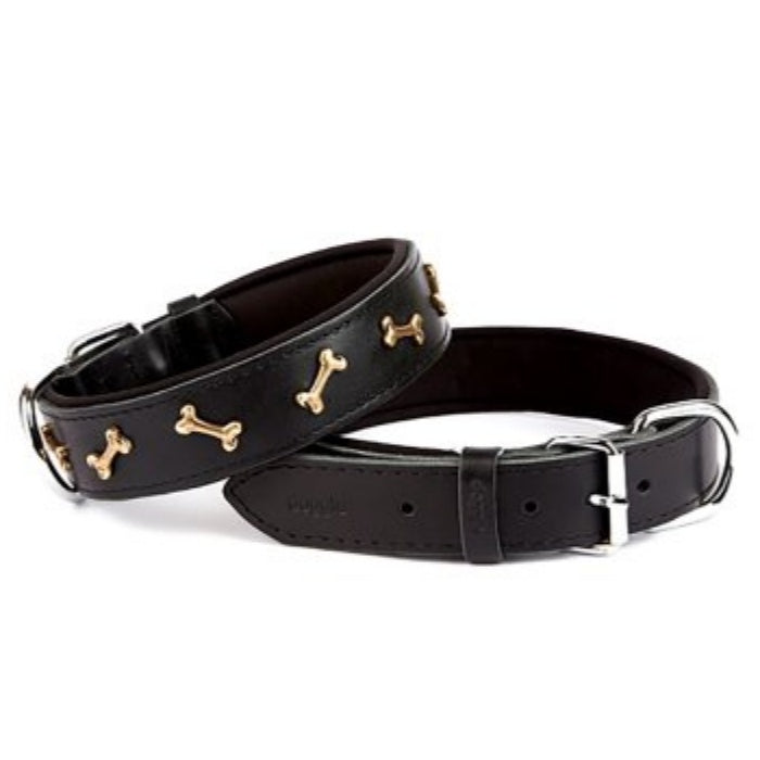 Doggie Konfor Deri Kemik Süslü Boyun Tasması Siyah 3X42-50Cm