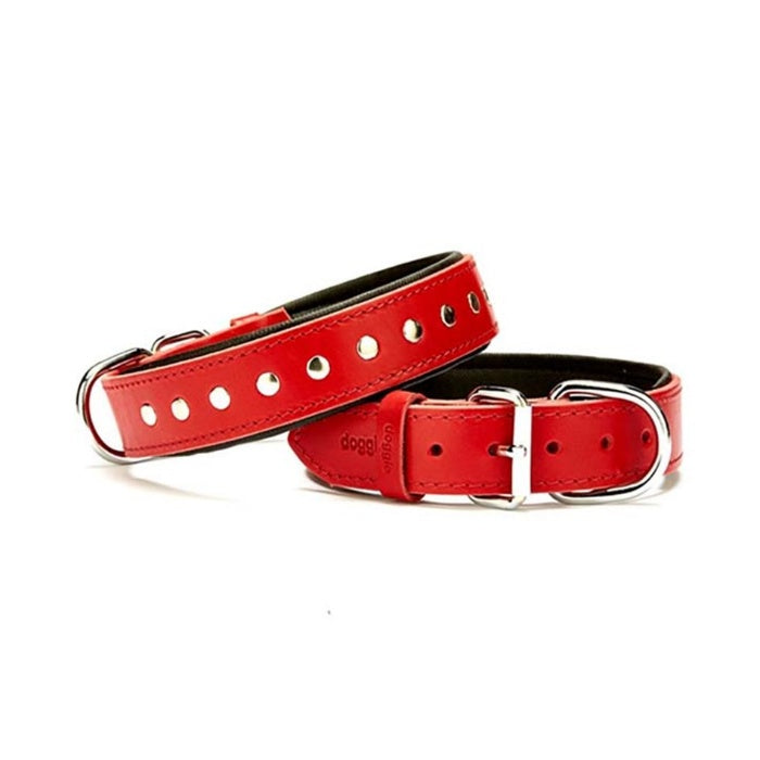 Doggie Yumuşak Dokulu Rivetli Köpek Boyun Tasması Red 3.5*60Cm
