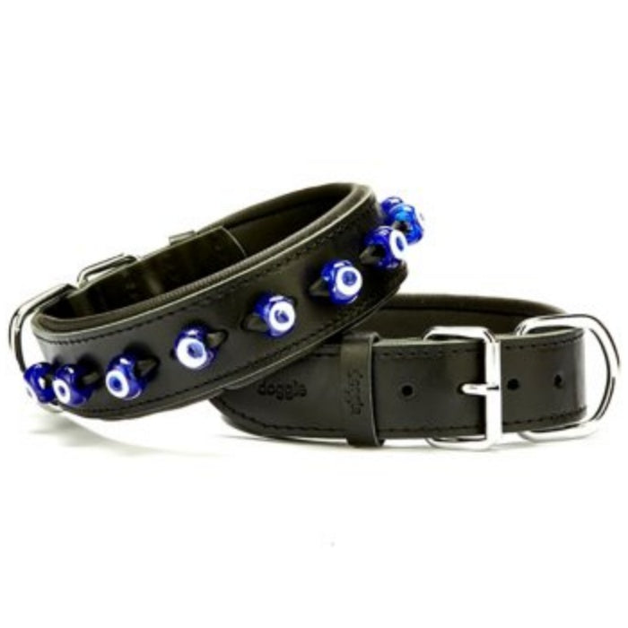 Doggie Konfor Deri Nazar Boncuklu Boyun Tasması Siyah 4X47-55Cm