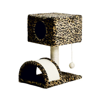 Zampa Leopar Desenli Yuvalı Kedi Tırmalama 30x30x40
