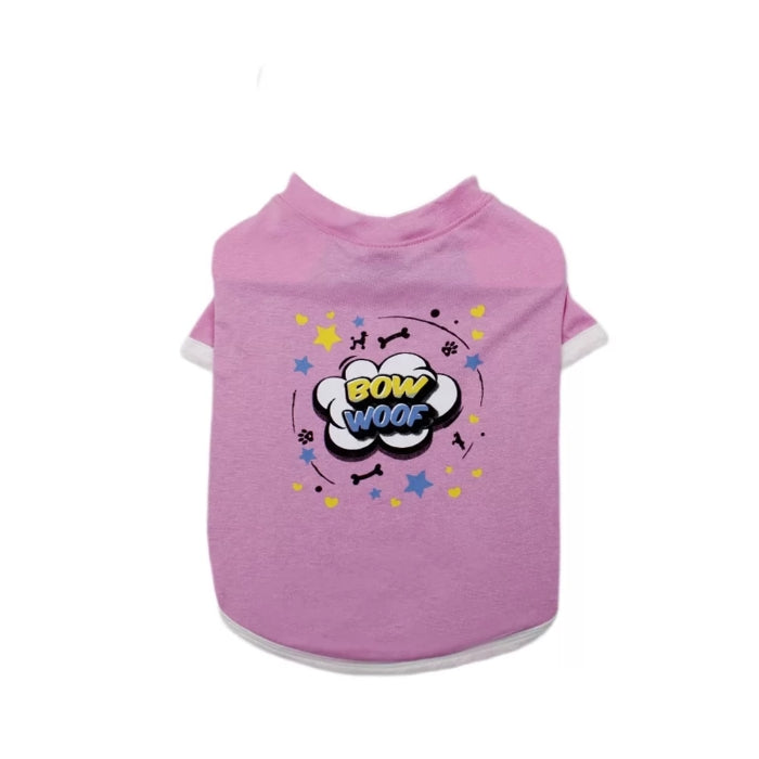 Zampa Bow Woof Pembe Kedi & Köpek T-Shirt Small