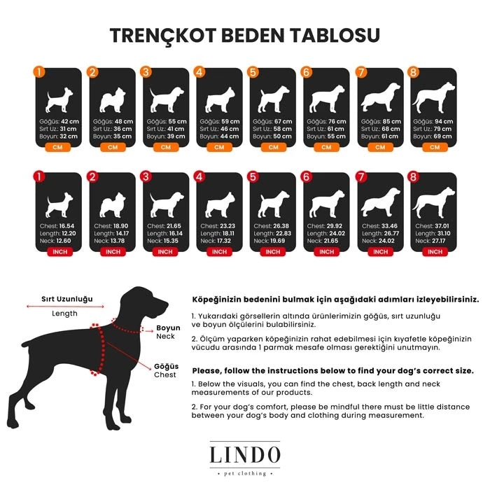 Lindo Trenchkot M.Coffee Köpek Yağmurluğu Beden 5