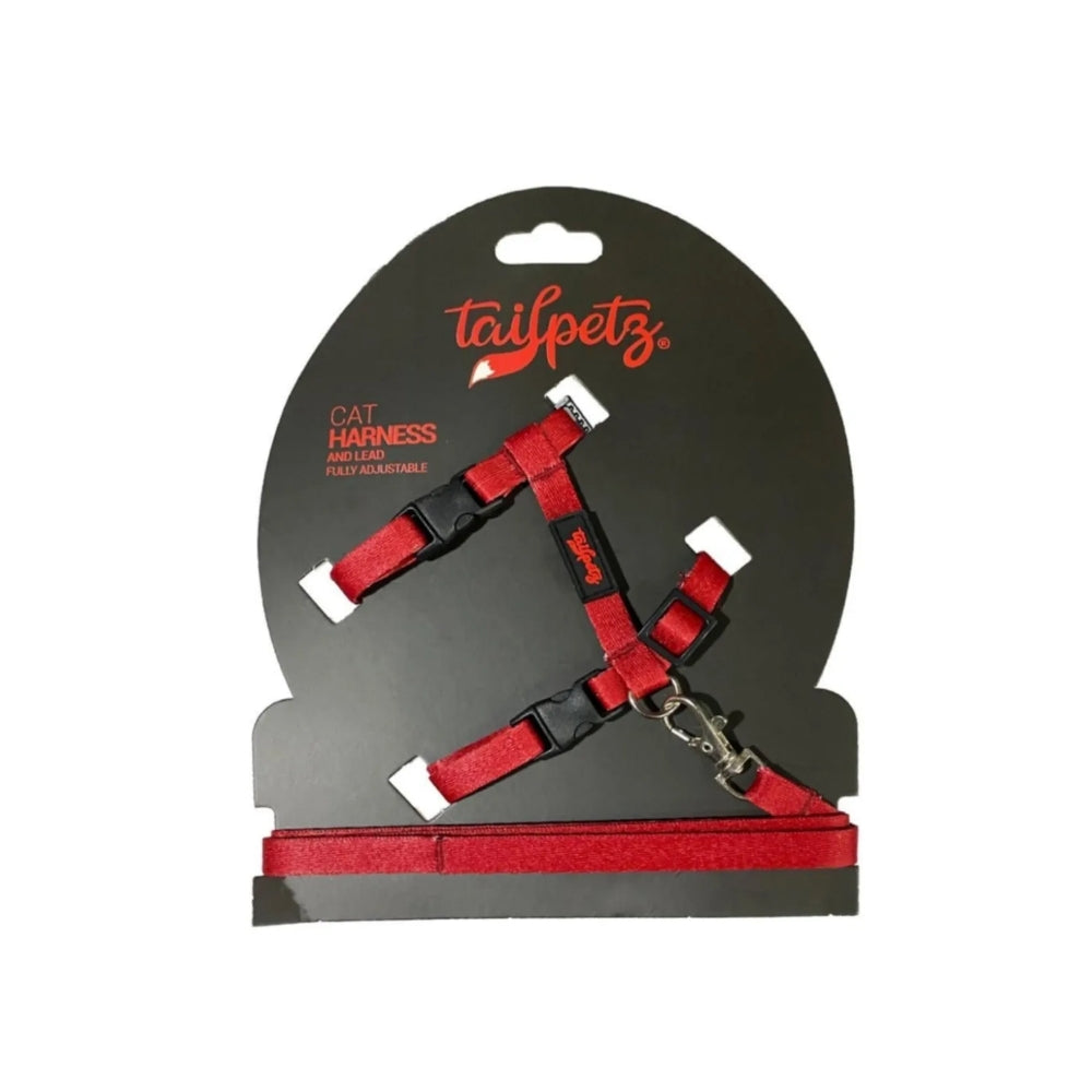TailPetz Kedi Göğüs & Gezdirme Takımı Red