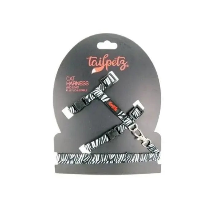 TailPetz Kedi Göğüs & Gezdirme Takımı Zebra