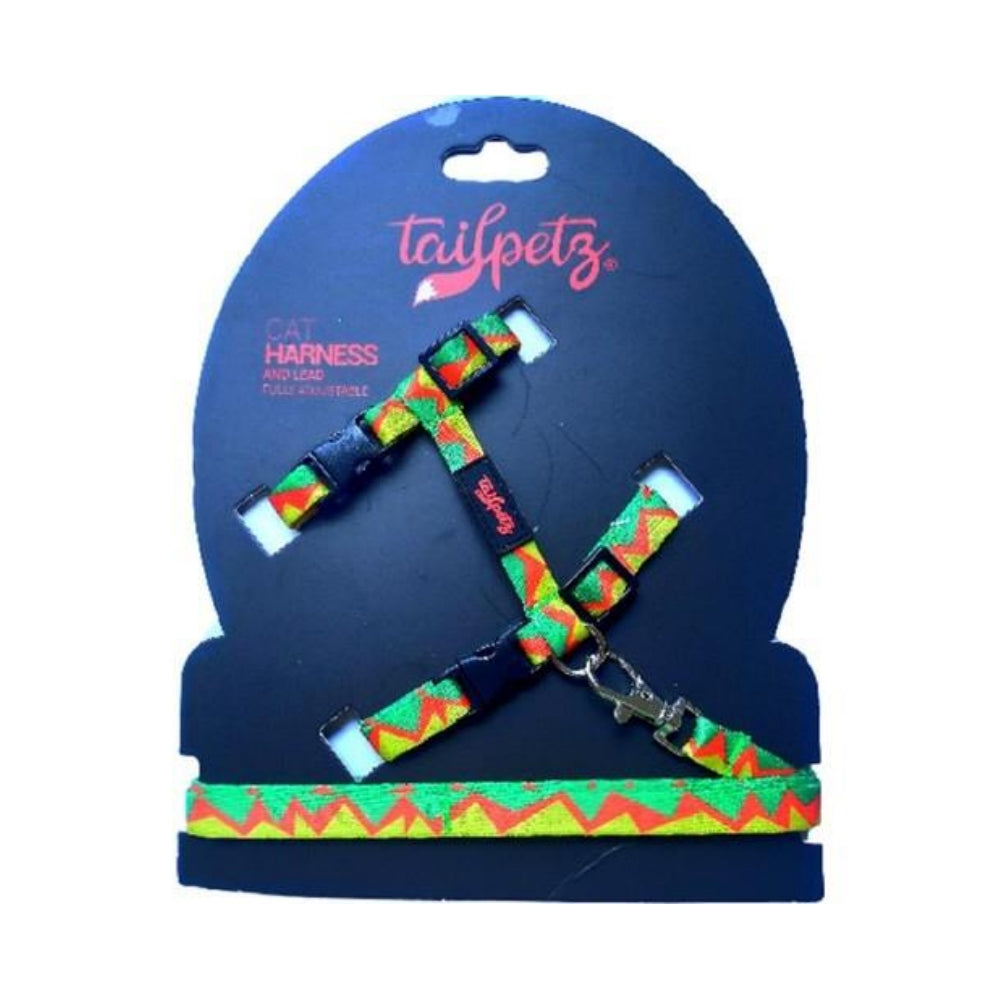 Tailpetz Kedi Göğüs & Gezdirme Takımı Zigzag