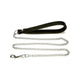 Doggie Konforlu Gerçek Deriden El Yapımı Zincirli Köpek Gezdirme Kayışı 2x110cm - Black