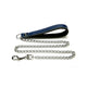 Doggie Konforlu Gerçek Deriden El Yapımı Zincirli Köpek Gezdirme Kayışı 3x110cm - Royal Blue